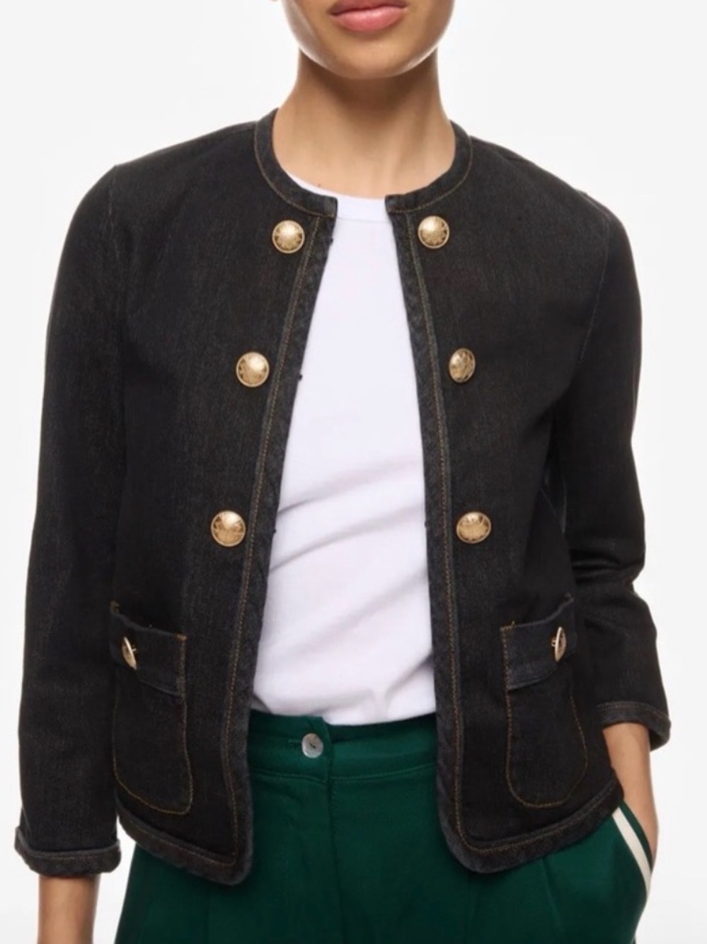 Dea Kudibal NellaDea Women's Black Denim Jacket with Gold Buttons size XL